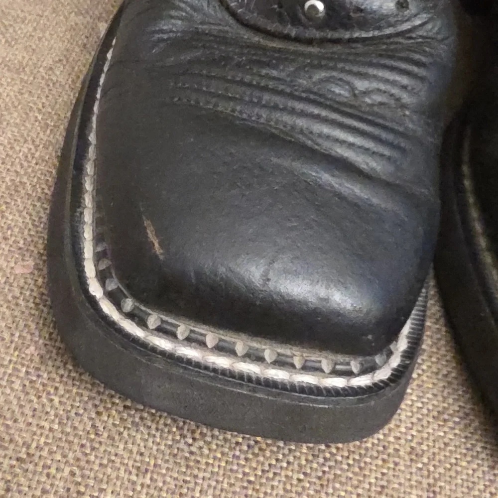 Black Women's Justin Western Square Toe Boots 7.5 - Picture 5 of 12
